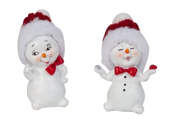 Niedliche Schneemänner stehend mit