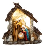 Nativity house with LED light h=23cm