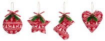 Fabric Xmas tree hanger star, heart,