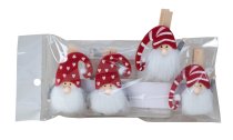 Felt santa with wooden clip set of 4pcs