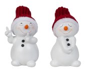 Niedliche Schneemänner stehend mit