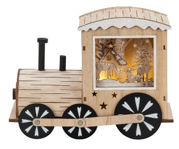 Winter-Lokomotive aus Holz h=17cm b=22