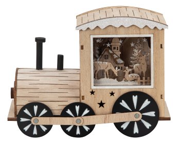 Wooden winter locomotive with LED-light