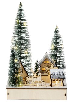 Winter decoration with artificial trees