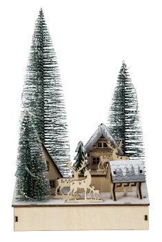 Winter decoration with artificial trees