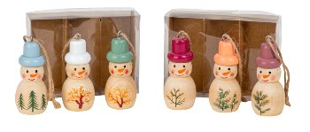 Holz-Schneemänner zum Hängen h=11cm