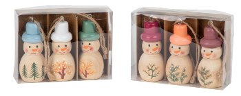 Holz-Schneemänner zum Hängen h=11cm