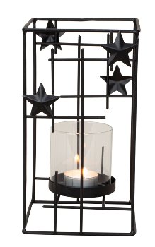 Metal building with stars as candle