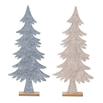 Felt Xmas tree grey & cream with wooden