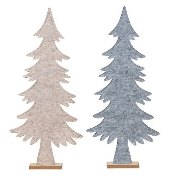 Felt Xmas tree grey & cream with wooden