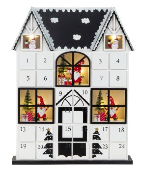 Haus als Adventskalender mit LED h=37cm