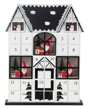 Haus als Adventskalender mit LED h=37cm