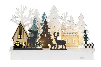 Holzdeko Winterlandschaft h=19cm b=30cm