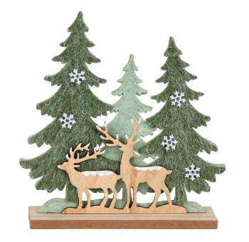 Filz-Tannenbäume mit Holz-Rentieren