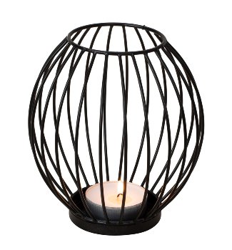 Metal candle holder black h=17,5cm