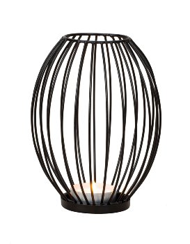 Metal candle holder black h=21cm d=16cm