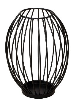 Metal candle holder black h=21cm d=16cm