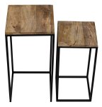 Table set of 2pcs, metal+mango wood