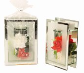 glass decoration with rose + T-light