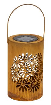 Metal lantern rust with flower design &