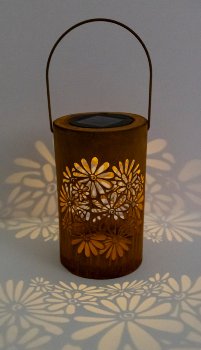 Metal lantern rust with flower design &