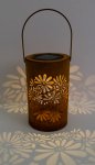 Metal lantern rust with flower design &