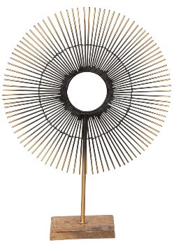 Metal sculpture "Sun" black/gold on