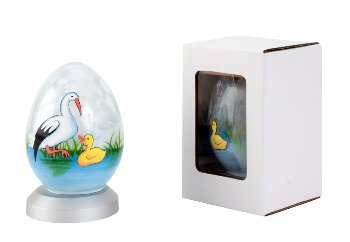 LED glass stork h=13cm w=8,5cm