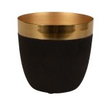 Metall-Pflanztopf schwarz/gold h=14cm