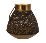 Metal lantern black/gold h=20cm w=19cm