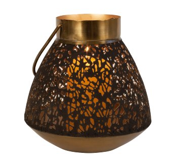 Metal lantern black/gold h=20cm w=19cm