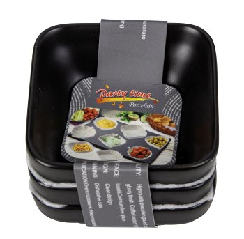 Set of 3 black matt porcelain square