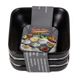 Set of 3 black matt porcelain square