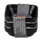 Set of 3 black matt porcelain square
