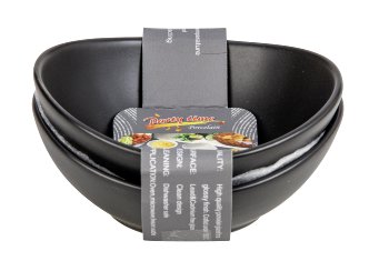 Set of 2 black matt porcelain oval bowls