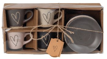 Set of 4 Espresso mugs (100ml) + saucers