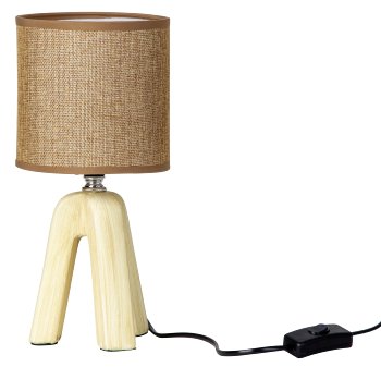 3-Bein-Lampe crèmefarbe mit hellbraunem