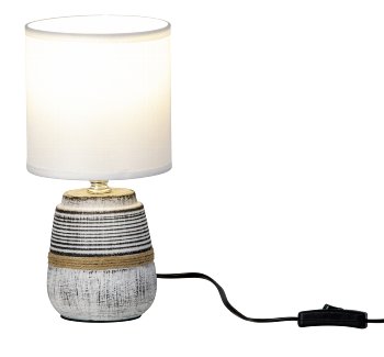 White/grey lamp with white shade h=26cm