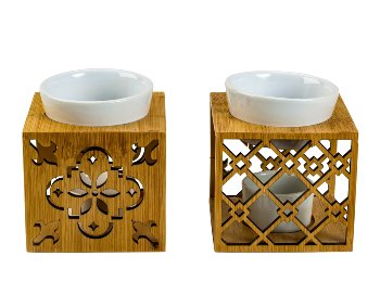 Oil burner with wooden frame h=10cm