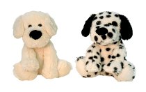 Plush dog beige and black spotty h=24cm