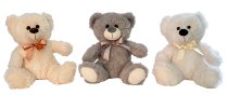 Plush bear white, creme, grey sitting