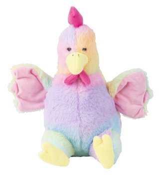 Funny plush chicken in rainbow colors