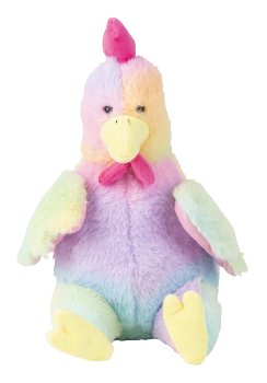 Funny plush chicken in rainbow colors