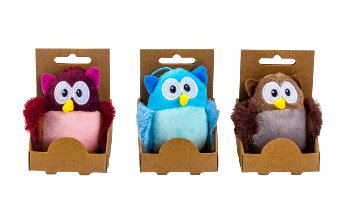 Owl plush key chain in display h=8cm