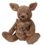 Plush kangaroo with baby in belly,