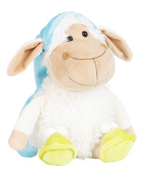 Plush sheep with long blue sleeping hat