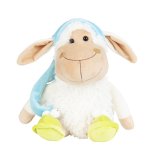 Plush sheep with long blue sleeping hat