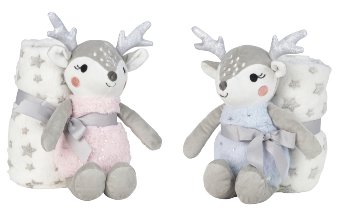 Plush reindeer h=27cm with fleece