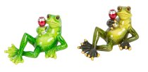 Frosch liegend mit Weinglas in der Hand