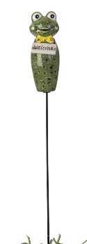 Ceramic garden stick frog "Welcome"